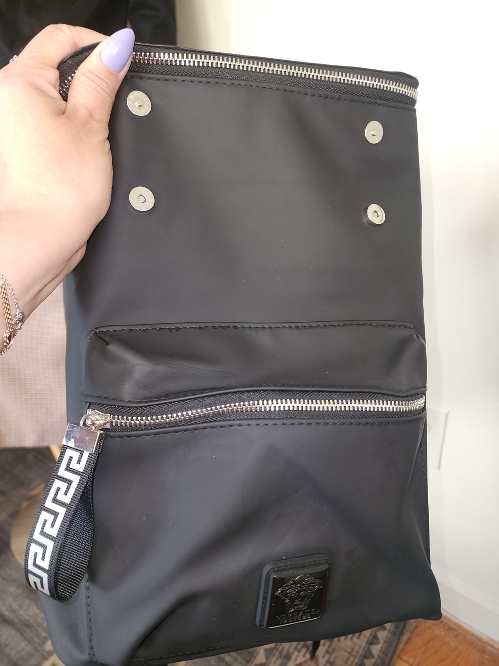 Versace Black Backpack with Silver Zippers - Picture 5 of 5